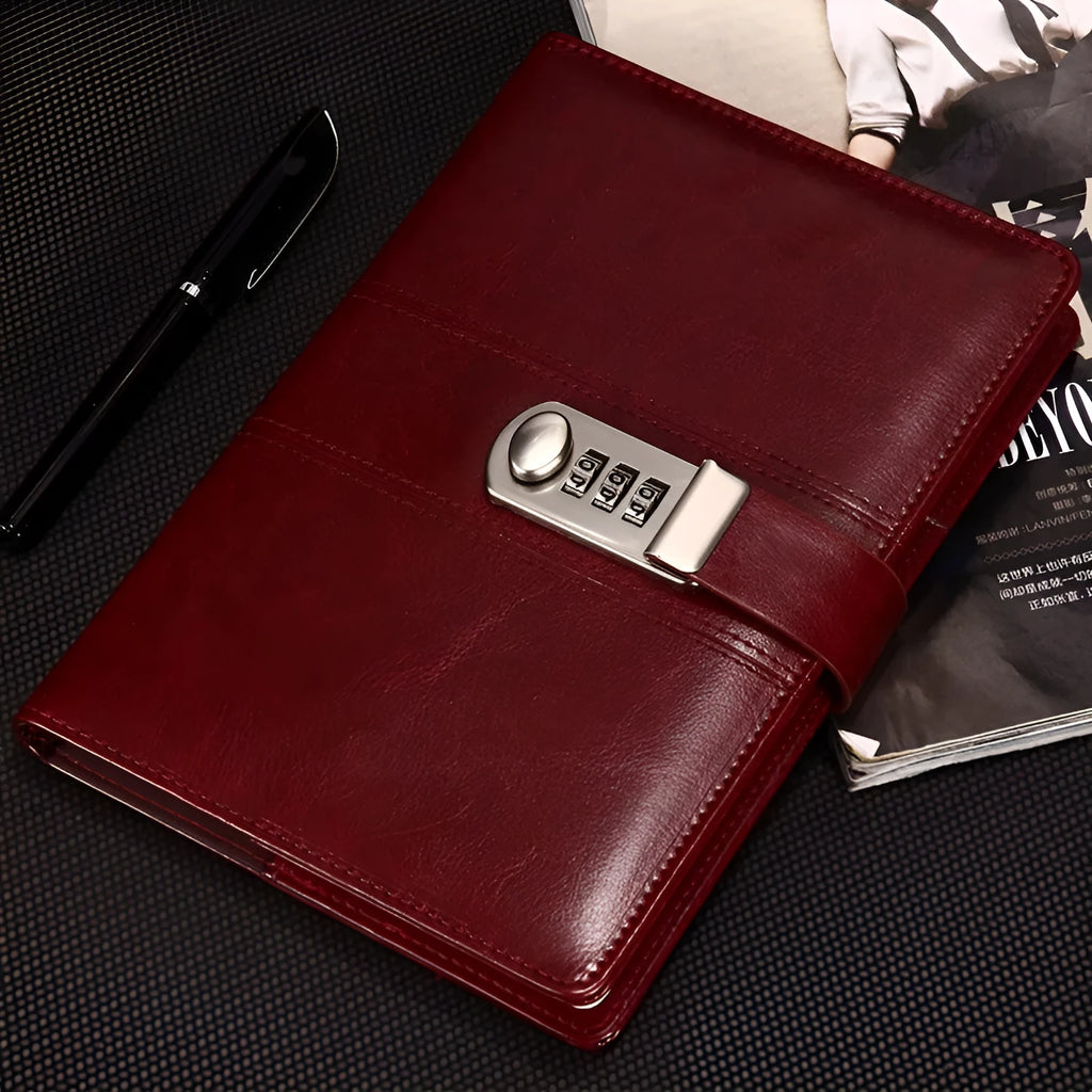 A6 lockable notebook with thickened cover, eight colour options, lock and key included