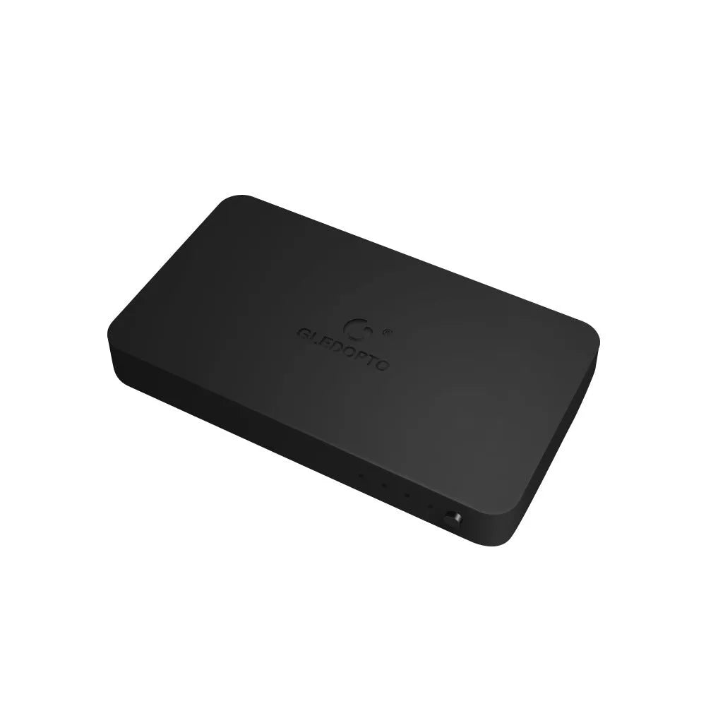 GL-SN-002K HDMI video capture card with 2-metre RGB LED strip, junction box, and cables for 4K computer display.