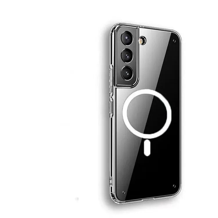 Transparent MagSafe magnetic phone case for Samsung Galaxy S21 S22 S23 series with visible magnetic ring