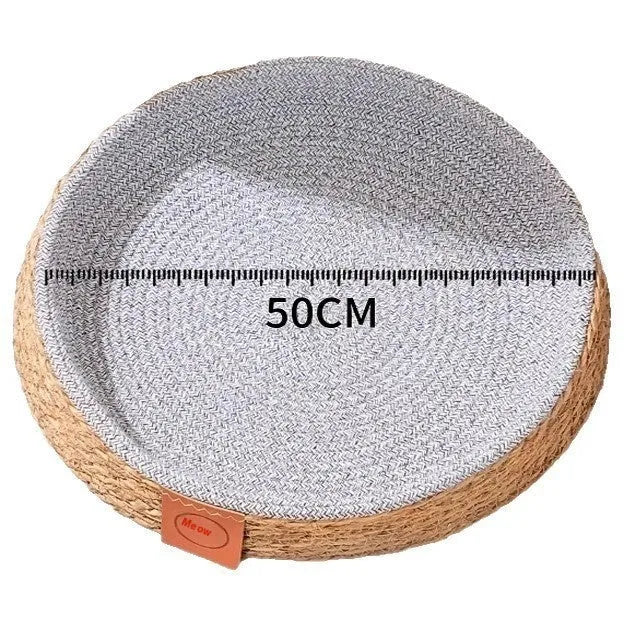 Rattan woven cat nest bed available in four sizes for indoor feline use