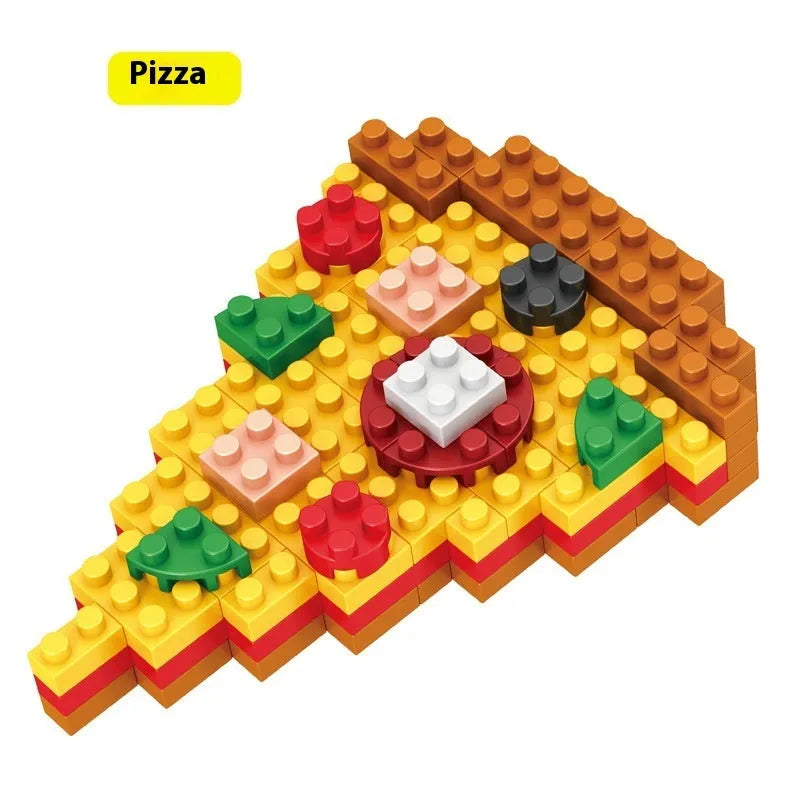 Children's plastic assembled small toy ornaments building block set in colour box packaging