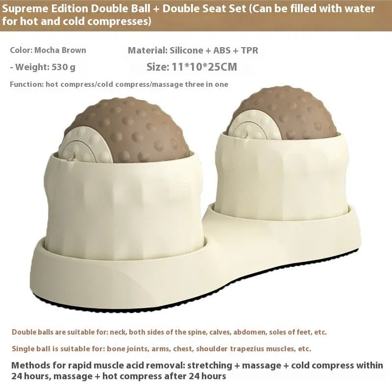 Caramel mocha and green massage balls for cold and hot compress therapy with muscle relaxation applications