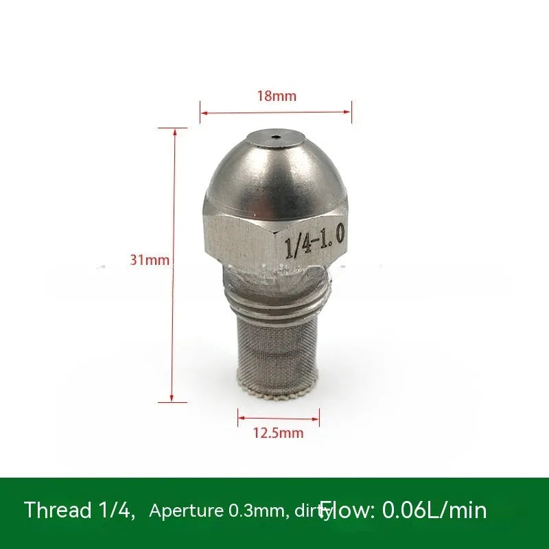 304 stainless steel two-point atomising nozzle with external thread and ten aperture size options