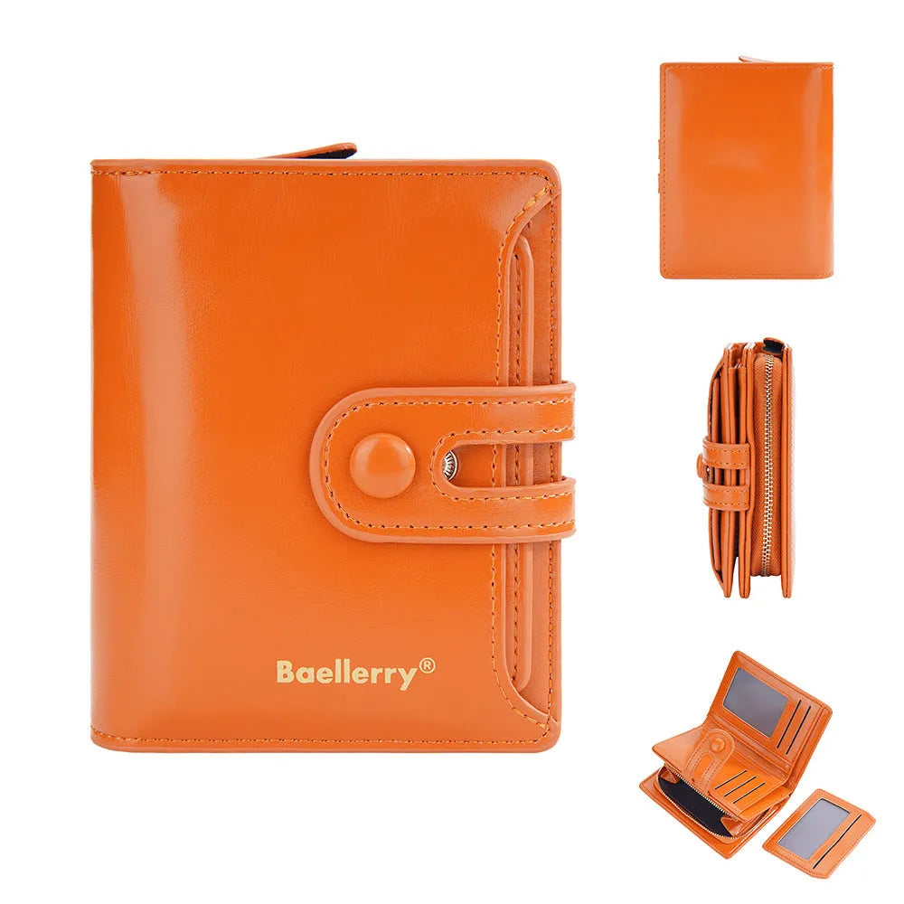 Women's PU leather card holder wallet in various colours showing polyester lining