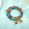 Natural colourful sugar heart agate and coloured glaze copper coin snake bracelet for women