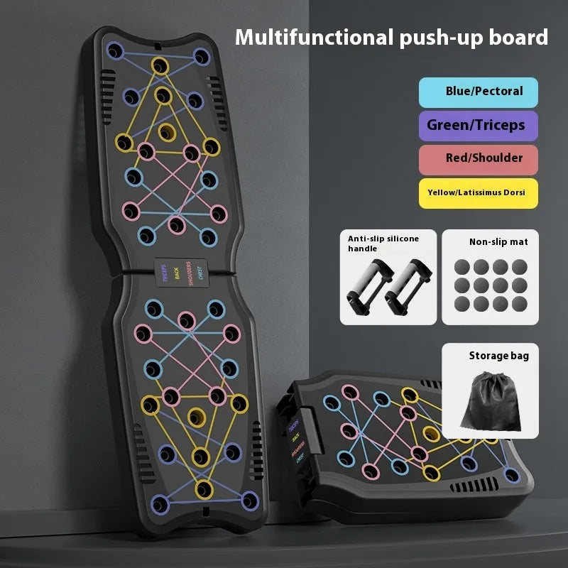 ABS plastic push up support plate fitness equipment on a floor, shown in available colour options.