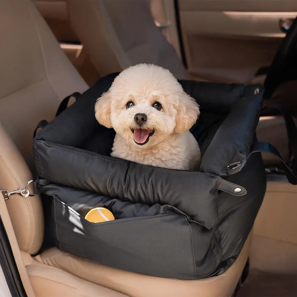 Green removable washable waterproof pet car nest for dogs measuring 55cm by 50cm by 45cm.
