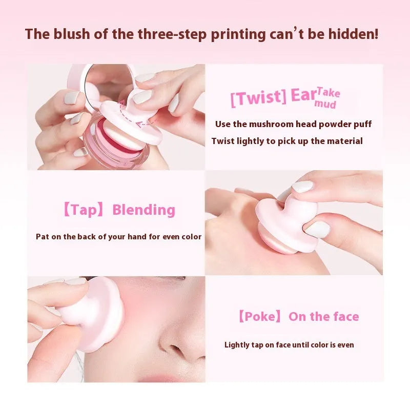 Blush makeup powder compact with swelling contractive colour in nude shimmer shades