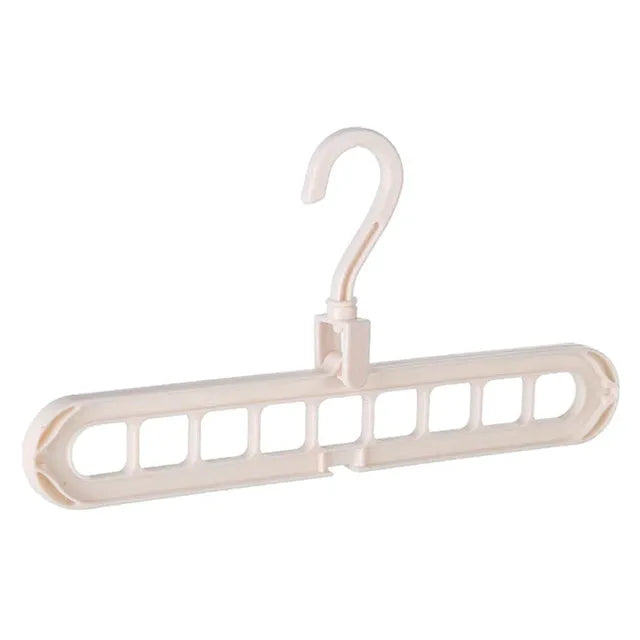 Plastic clothes hanger with rotating hook in pink colour, showing 33cm length dimension