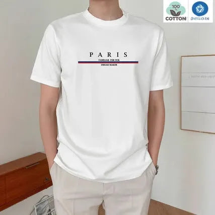 Men's heavy short-sleeve cotton t-shirt with letter printing in loose fit