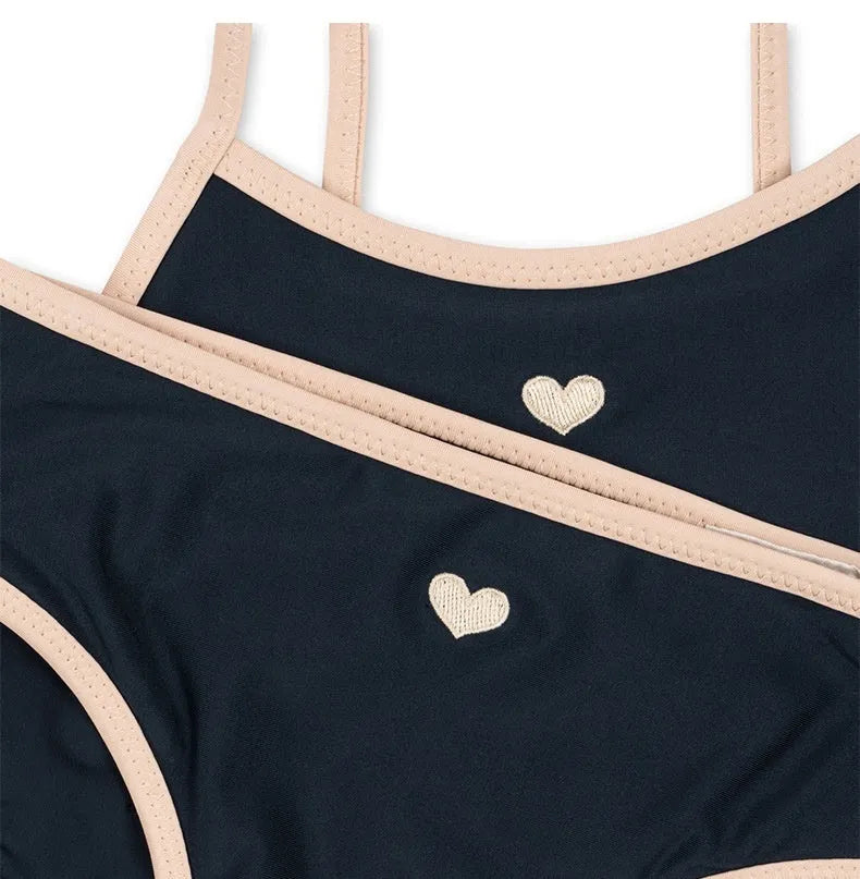 Dark blue girls split swimsuit with briefs style for swimming sizes 90-130cm
