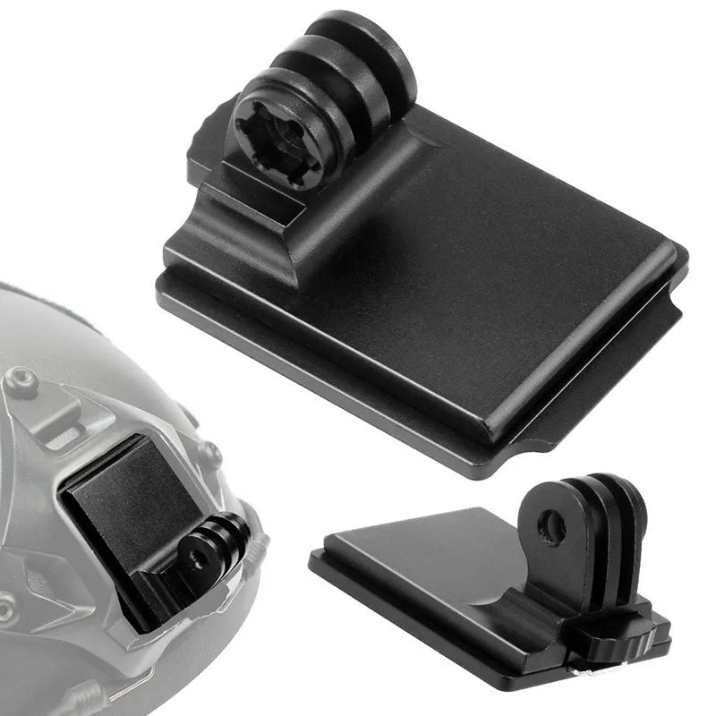 Aluminium alloy camera mounting bracket for helmets, compatible with GOPRO and small ant action cameras.