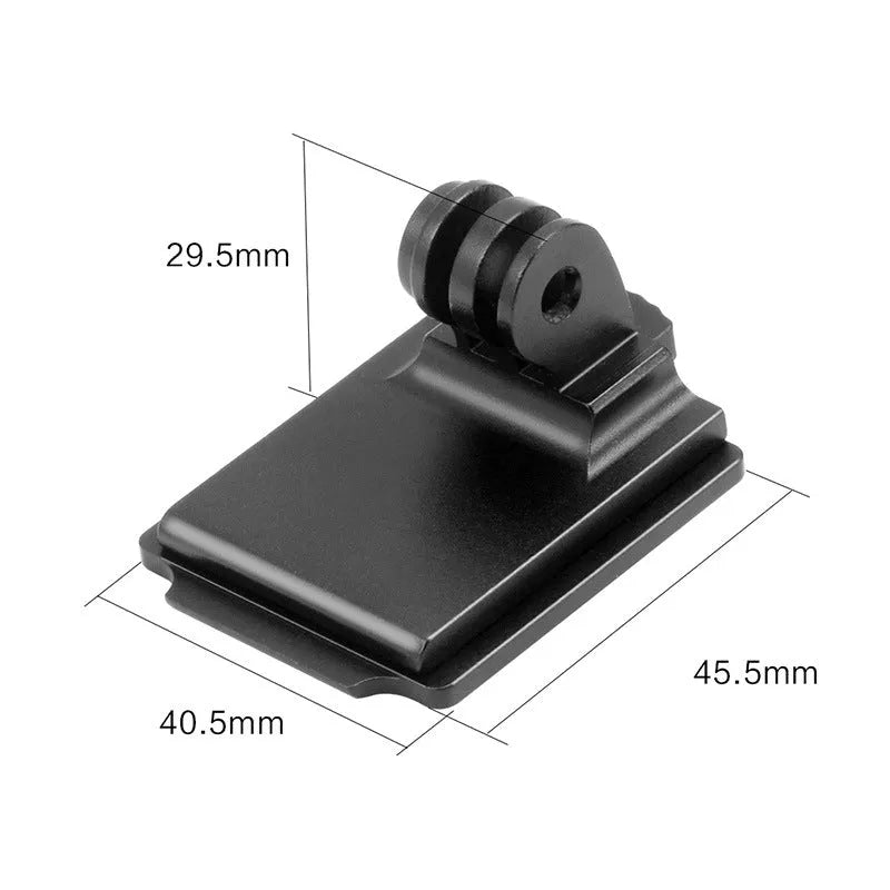 Aluminium alloy camera mounting bracket for helmets, compatible with GOPRO and small ant action cameras.