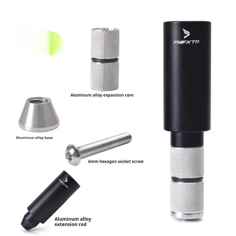 Aluminium alloy mountain bike handlebar extension rod showing folding mechanism and adjustment range