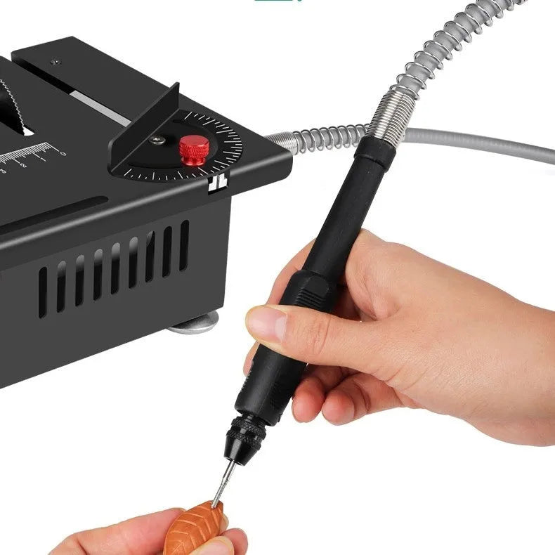 Lithium-ion micro desktop saw handheld tool with metal construction and accessories