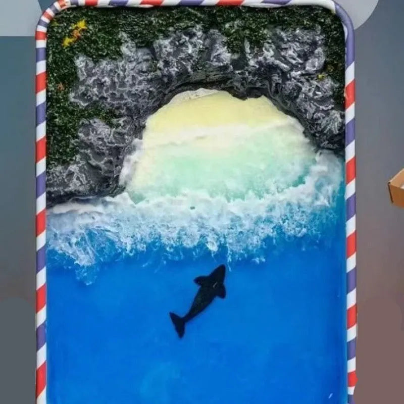 DIY bamboo marine landscape handmade model ornament with whale and beach themes
