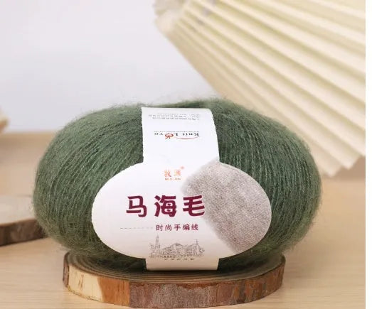 Mohair wool ball for DIY scarf knitting in assorted colours on white background