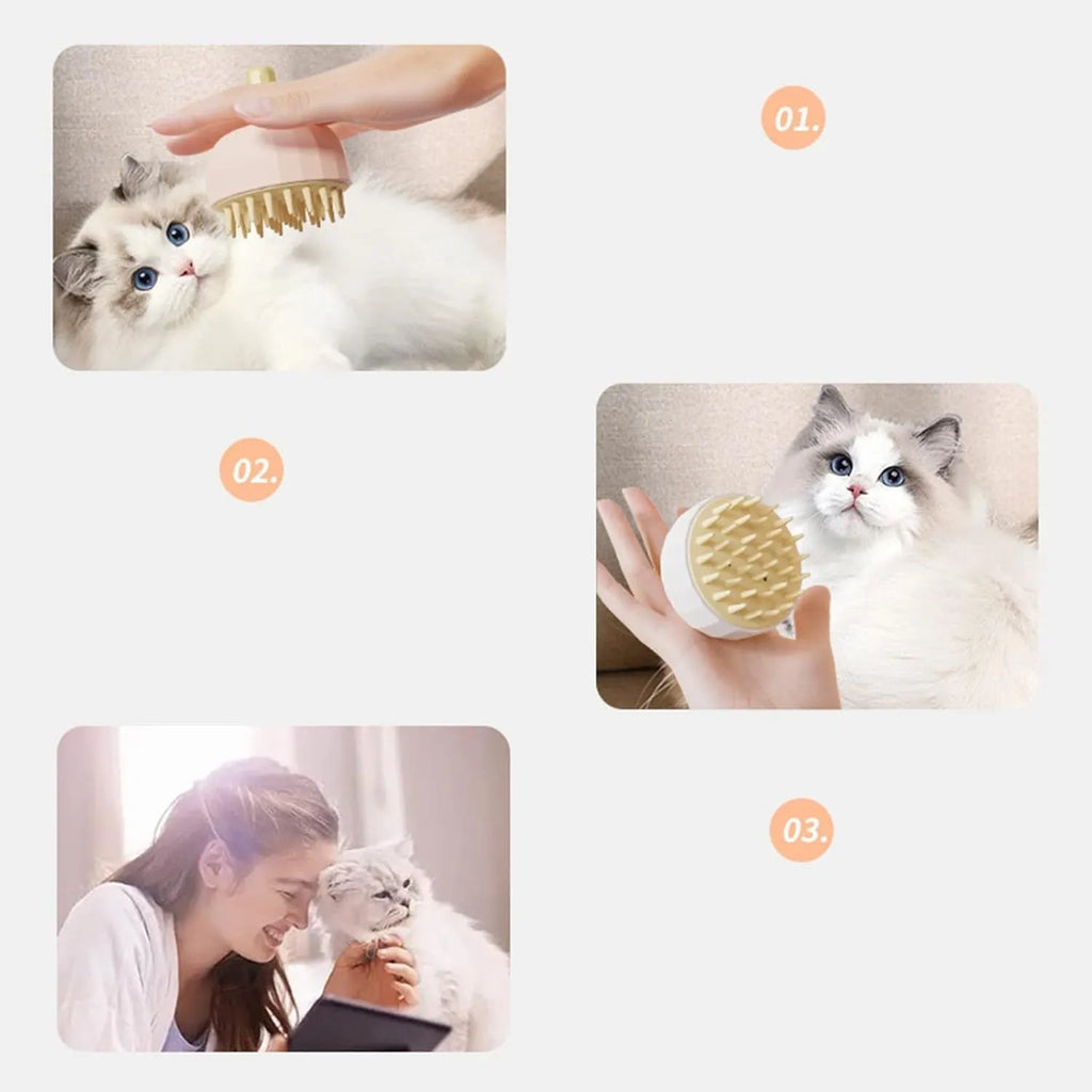 Green silicone pet bathing brush with massage bristles for dogs and cats during shampoo application