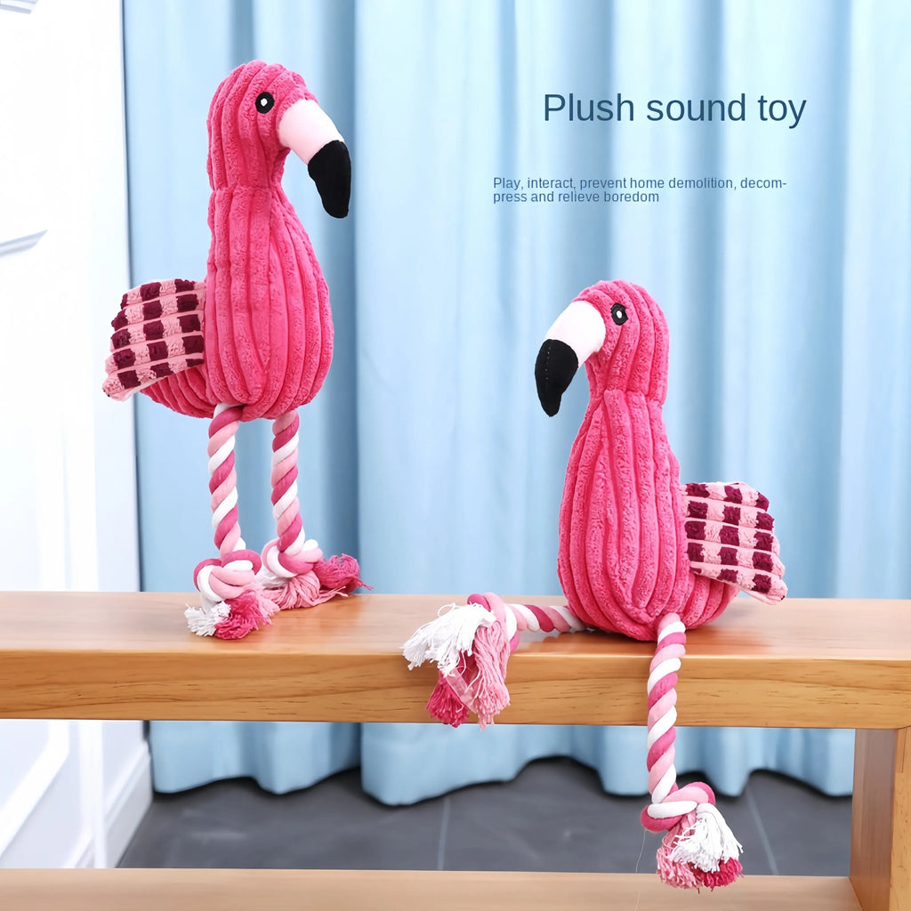 Pink corduroy animal shape squeaky plush dog toy for small and large dogs