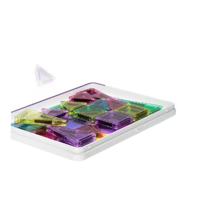 Educational magnetic building blocks toy plastic portable sheets with 20 to 74 piece options for children