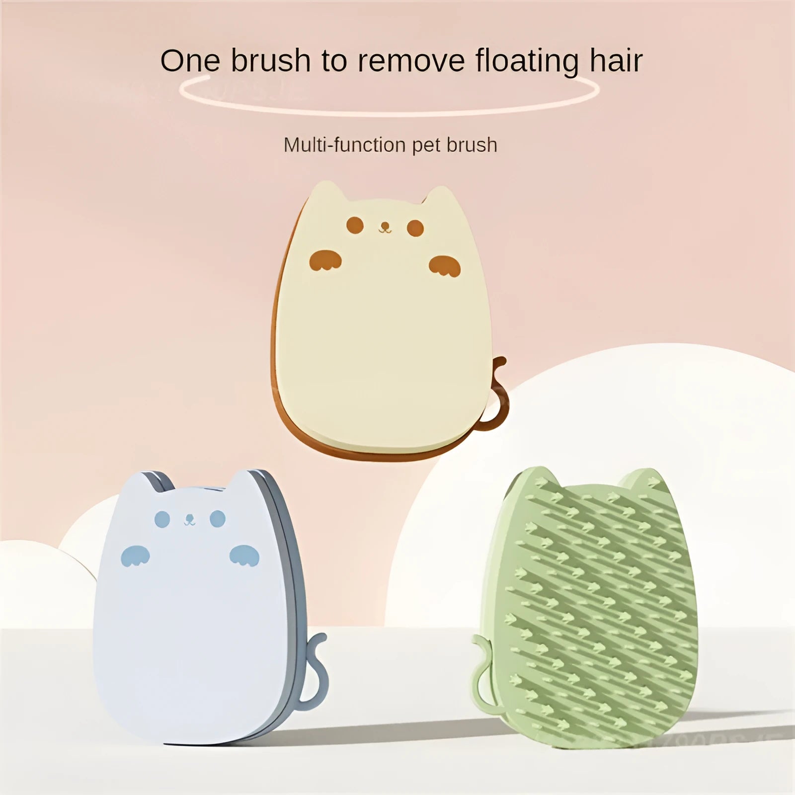 Brown blue green silicone sponge pet comb brush for cat and dog grooming