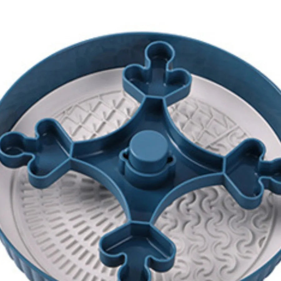 Pet food basin with rotating game board and anti-choke silicone pad in various colours with slow food mat patterns
