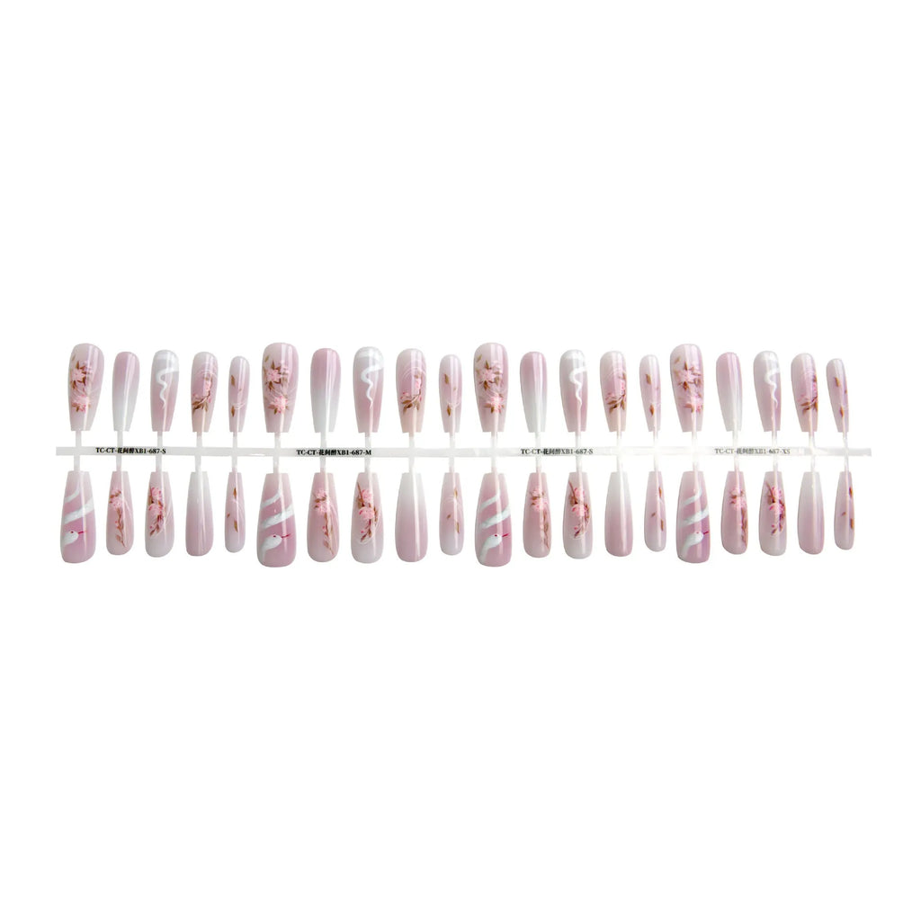 Retro ultra-thin seamless nail tips 40 pieces Drunk Flower XB1-687 long ladder for ladies