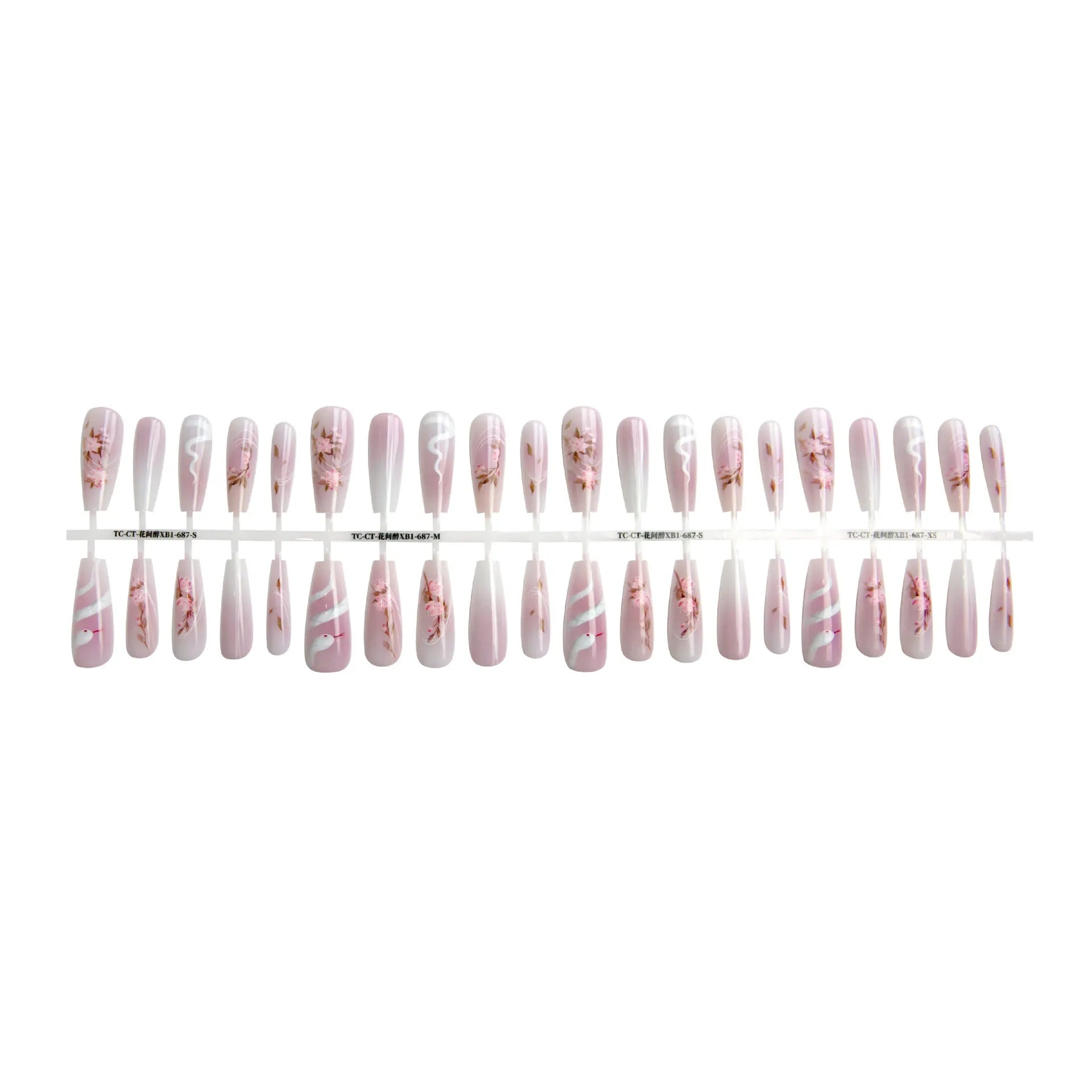 Retro ultra-thin seamless nail tips 40 pieces Drunk Flower XB1-687 long ladder for ladies