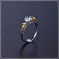 Crown-shaped copper cosplay ring with black gold finish and crystal detail.