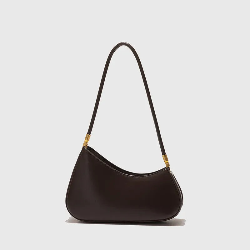 Women's oval retro underarm handbag in PU leather, shown in one of seven colours with a single strap and sewing line detail.
