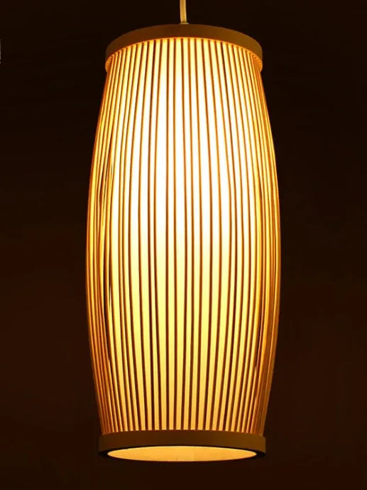 Handwoven bamboo pendant lamp with E27 fitting for hall and staircase lighting