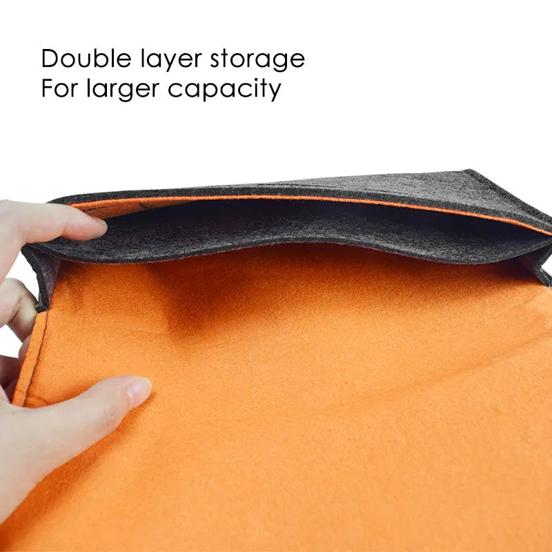 Black felt pouch bag for Nintendo Switch with game card slots and double layer storage compartments
