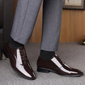 Men's black and brown business formal leather shoes with classic toe shape