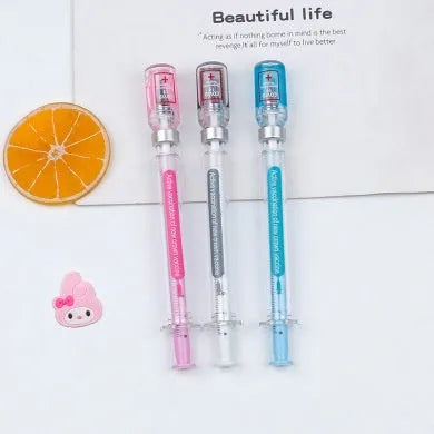 Creative vaccine design gel pen with black 0.5mm refill and plastic barrel