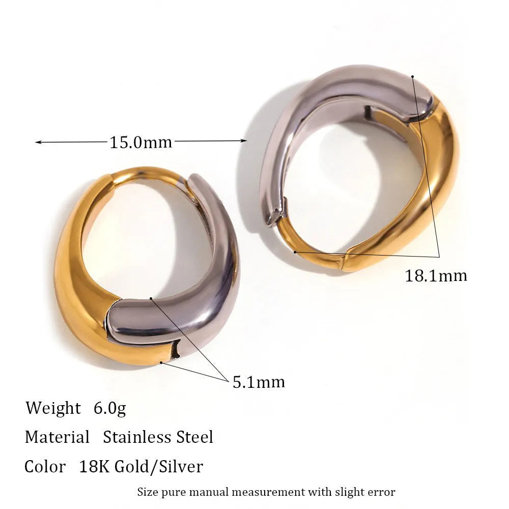 Gold electroplated jewellery set with geometric circle earrings, matching necklace and bracelet