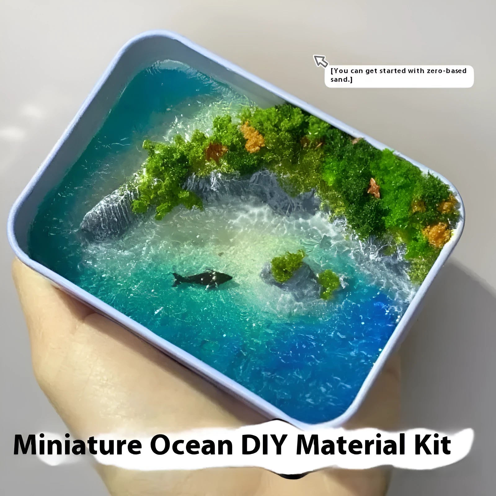 DIY bamboo marine landscape handmade model ornament with whale and beach themes