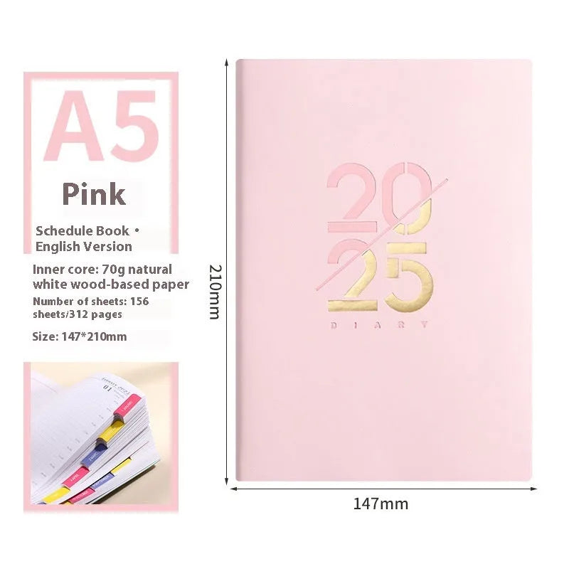 Soft leather A5 daily schedule book with 150 sheets in multiple colour options