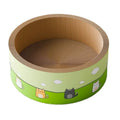 Large round cat scratch board with a deep central pit, made from brown corrugated cardboard.