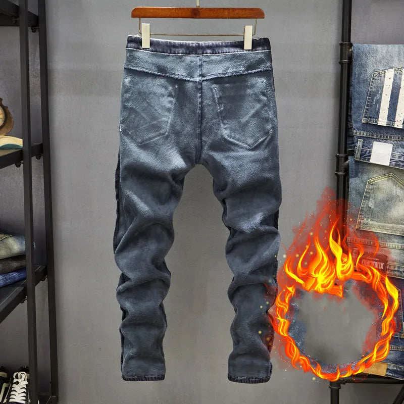 Men's slim-fitting skinny jeans in dark blue and light blue with micro-elastic denim fabric