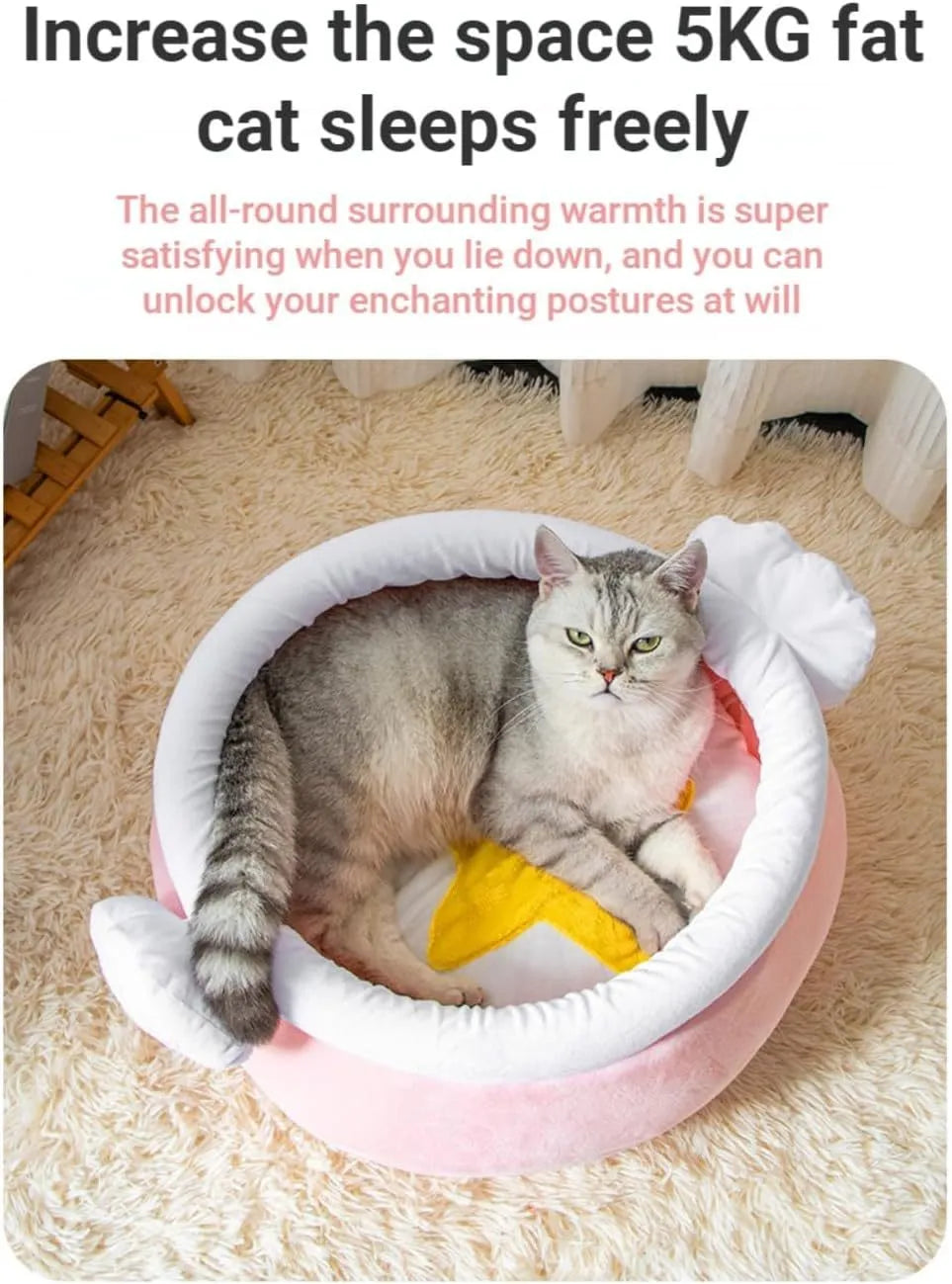 Honey pot shaped cat sofa bed with removable pad in soft fabric for small pets