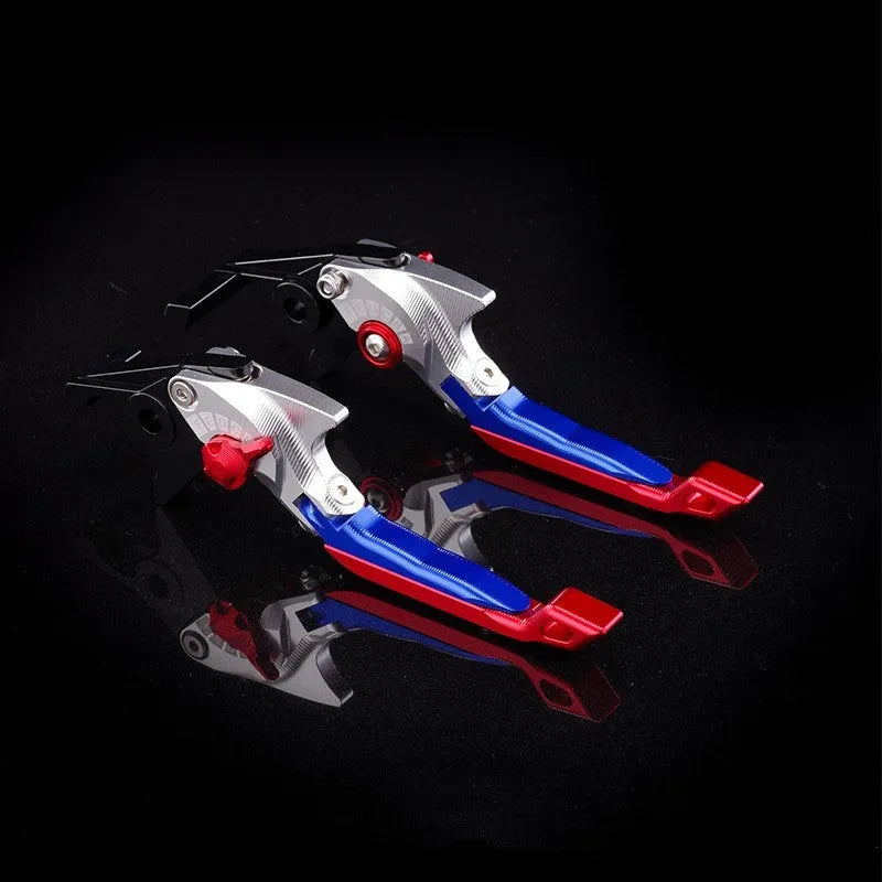 Adjustable anodised aluminium horn handle motorcycle clutch lever in multiple colour options