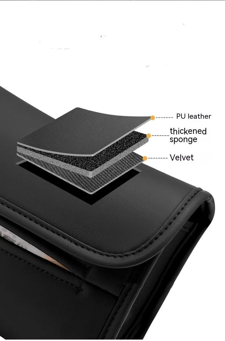 Leather car tissue box with elastic band for seat-back mounting in vehicle