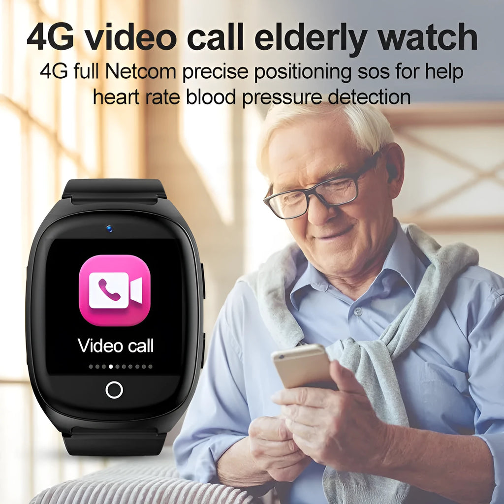 Black GPS tracker smartwatch with a 1.54-inch touch screen displaying a watch face.