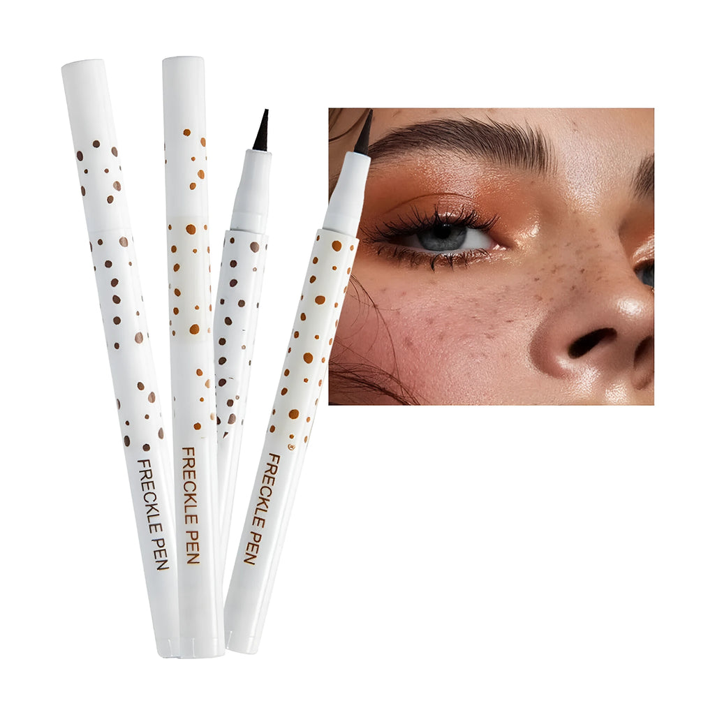 Dark brown cosmetic freckle pen with precision tip for waterproof face and body makeup.