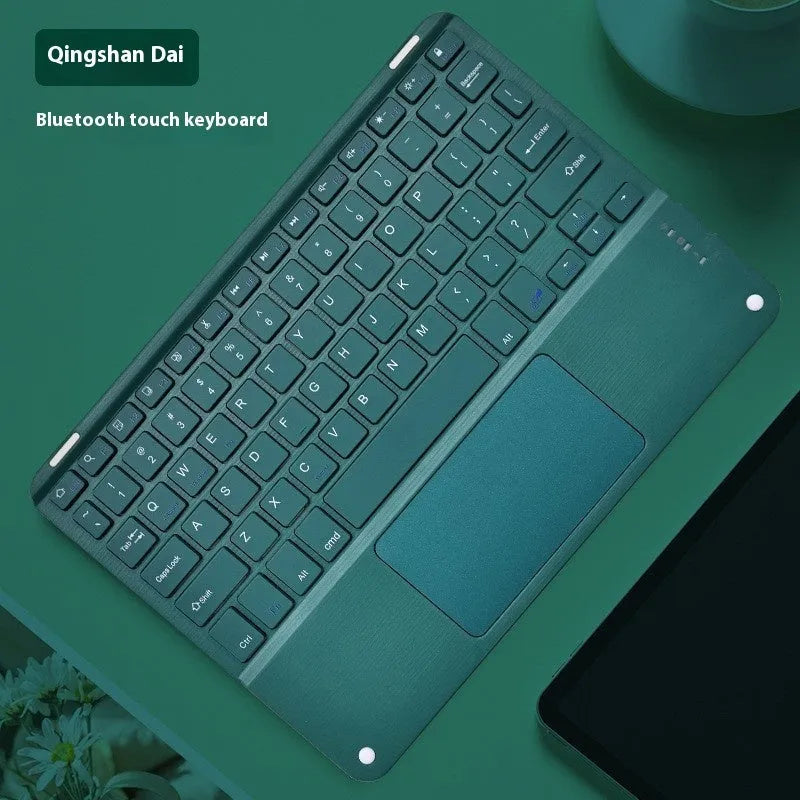 Square Hat Touch Bluetooth wireless keyboard showing multiple colour finish options on a desk