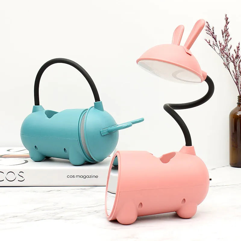 Cartoon design USB desk lamp with pen storage compartment in modern simplicity style