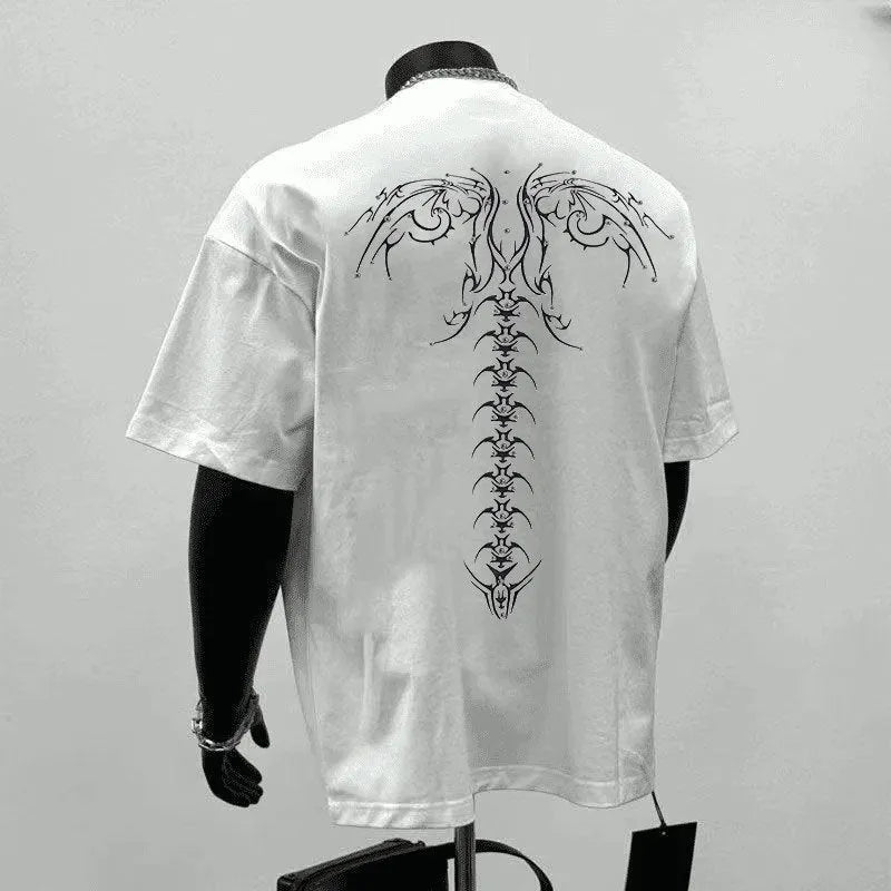 Men's loose fit pure cotton short sleeve t-shirt in black with printed design for business casual wear