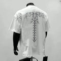 Men's loose fit pure cotton short sleeve t-shirt in black with printed design for business casual wear