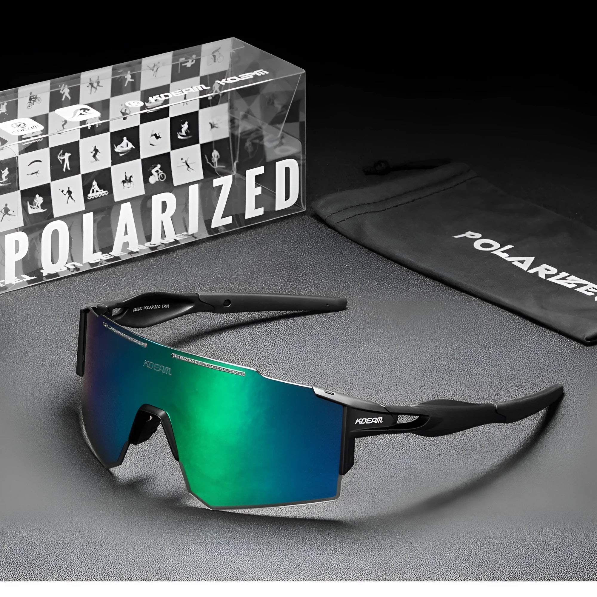 Polarised cycling sunglasses with frameless TR90 frame in sports design