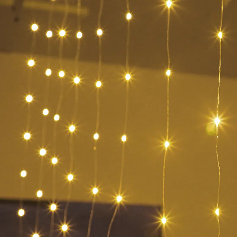Copper curtain LED string lights with USB power supply for holiday decoration